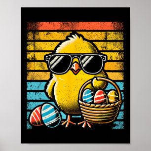 Retro Easter Chick Men Women Kids Boys Girls Funny Poster