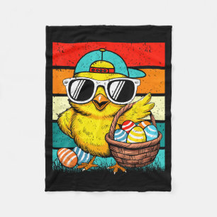 Retro Easter Chick Sungles Egg Basket Kids Boys Gi Fleece Blanket