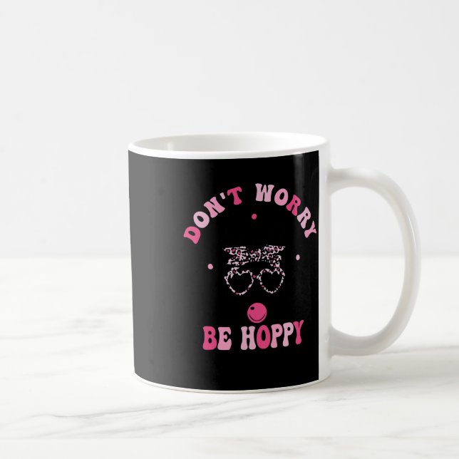 Retro Easter Dont Worry Be Hoppy Cute Bunny Easter Coffee Mug (Right)
