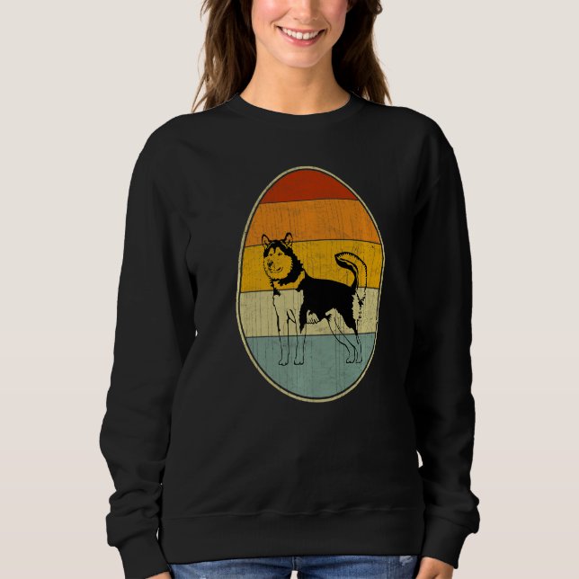 Retro Easter Egg Graphic Easter Day Alaskan Malamu Sweatshirt (Front)