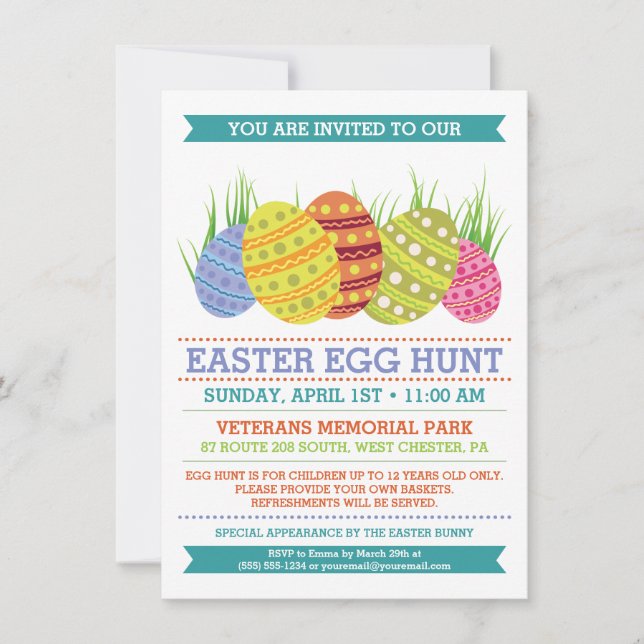 Retro Easter Egg Hunt Decorating Party Invitation (Front)