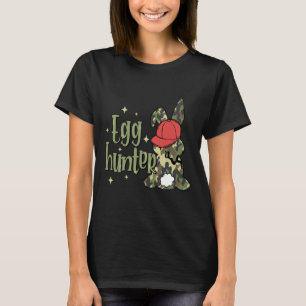 Retro Easter Egg Hunter Camo Bunny With Hat  T-Shirt