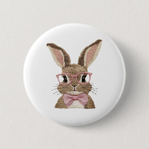 Retro Easter Faux Embroidery Bunny Cute Gifts Boy 6 Cm Round Badge