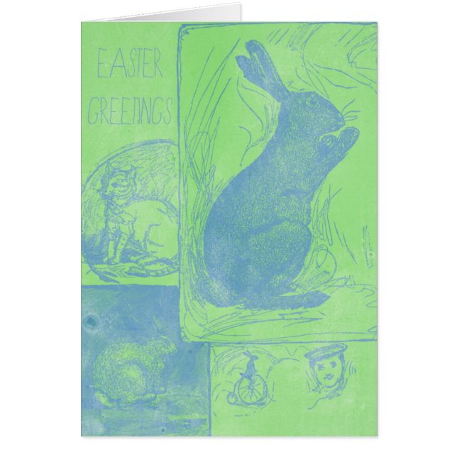 Retro Easter Greetings Easter Bunny Greeting Card (Front)