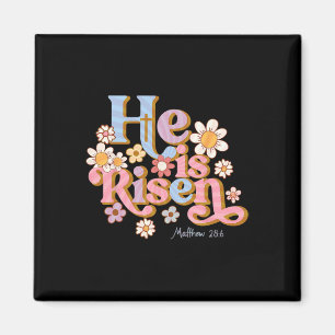Retro Easter Groovy He Is Risen Christian Kids Tod Magnet