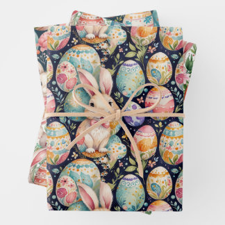 Retro Easter seamless pattern. Watercolor Wrapping Paper Sheet