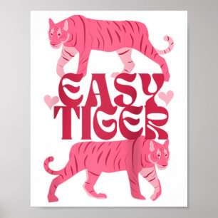 Retro Easy Tiger Boho Tattoo Style Valentines Day Poster