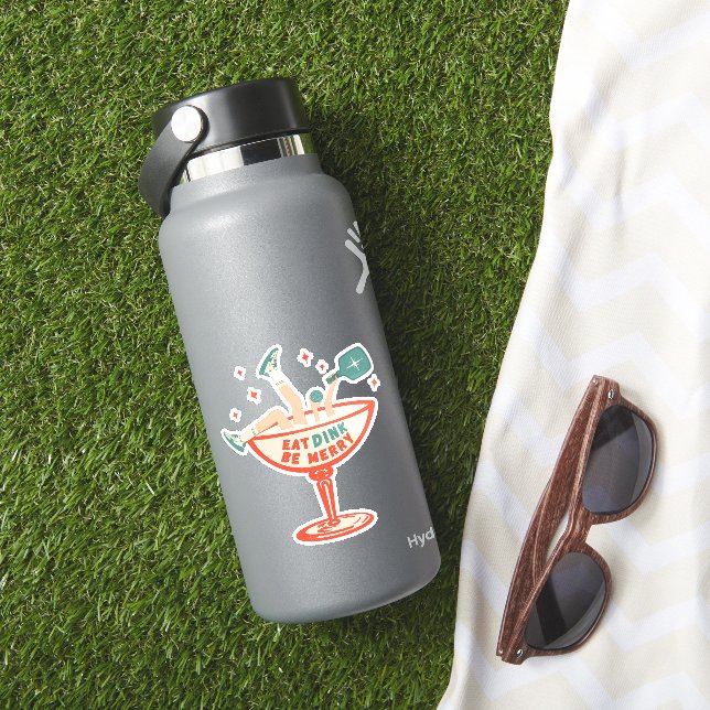 Retro Eat, Dink and Be Merry Pickleball Christmas (HydroFlask Insitu)