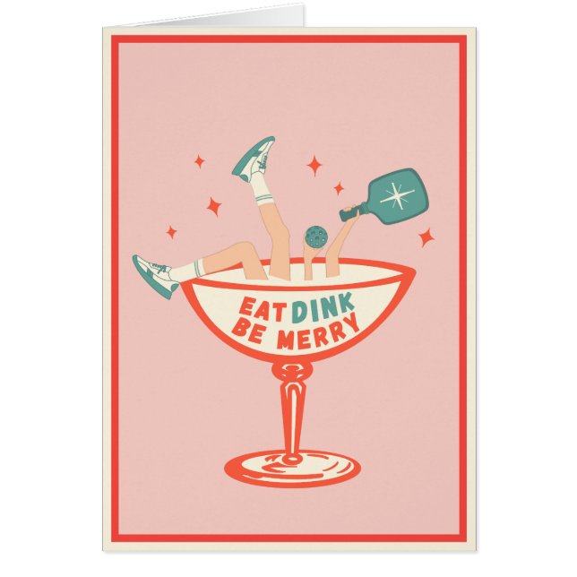 Retro Eat, Dink and Be Merry Pickleball Christmas (Front)