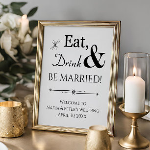 Retro Eat Drink and Be Married Wedding Welcome Poster