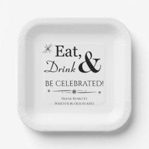 Retro Eat Drink Be Celebrated Celebration of Life Paper Plate