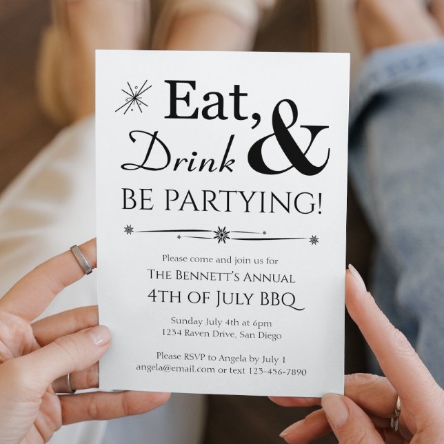 Retro Eat Drink Be Partying 4th Of July Party Invitation (Creator Uploaded)