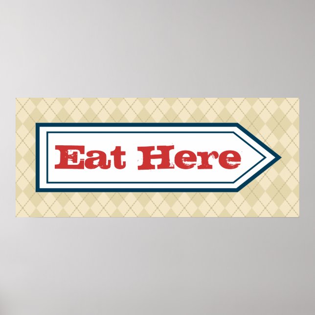 Retro Eat Here Sign Poster (Front)