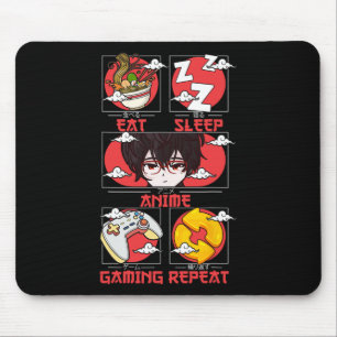 Retro Eat Sleep Anime Gaming Repeat Kawaii Anime M Mouse Pad