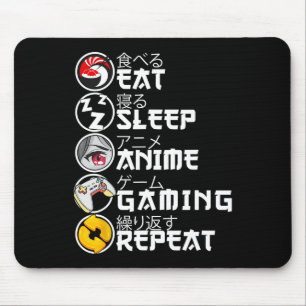 Retro Eat Sleep Anime Gaming Repeat Kawaii Anime M Mouse Pad