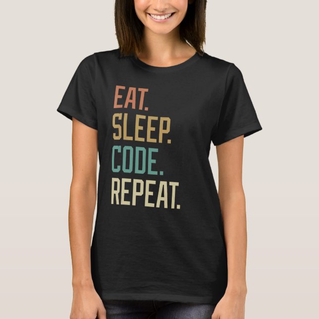 Retro Eat Sleep Code Repeat Vintage T-Shirt (Front)