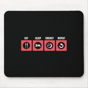 Retro Eat Sleep Cricket Game Cricket Players Field Mouse Pad