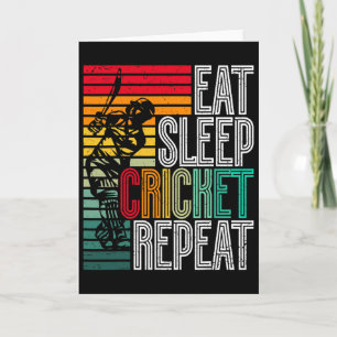 Retro Eat Sleep Cricket Repeat Card