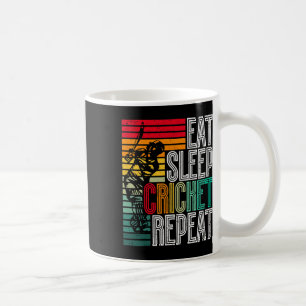 Retro Eat Sleep Cricket Repeat Coffee Mug