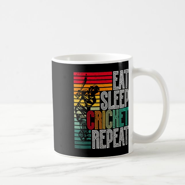 Retro Eat Sleep Cricket Repeat  Coffee Mug (Right)