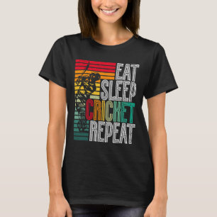 Retro Eat Sleep Cricket Repeat  T-Shirt