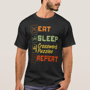 Retro Eat Sleep Crossword Puzzles Repeat   T-Shirt