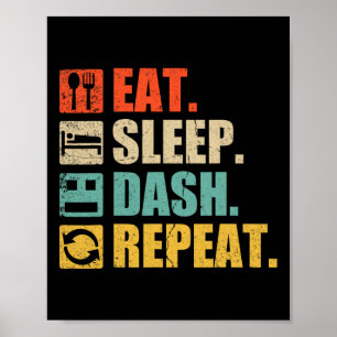 Retro Eat Sleep Dash Repeat Video Game  Poster