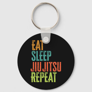 Retro Eat Sleep Jiu Jitsu Repeat Martial Art Submi Key Ring