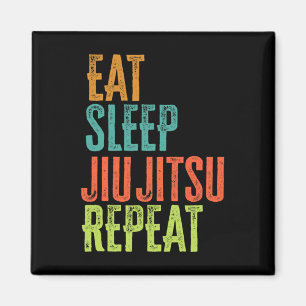 Retro Eat Sleep Jiu Jitsu Repeat Martial Art Submi Magnet
