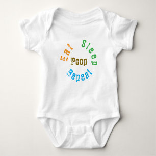 Retro Eat Sleep Poop Repeat   funny Quote Toddlers Baby Bodysuit