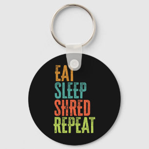 Retro Eat Sleep Shred Repeat Snowboarding Surfing Key Ring