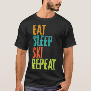 Retro Eat Sleep Ski Repeat Water Jet Skier Boat Sh T-Shirt