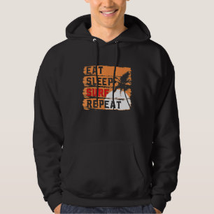 Retro Eat Sleep Surf Repeat Funny Surfer Surfing L Hoodie