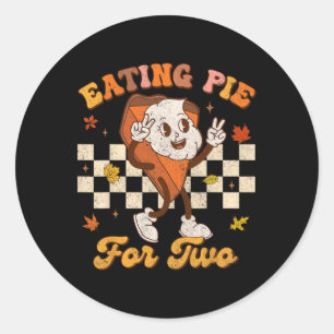 Retro Eating Pumpkin Pie For Two Thanksgiving Preg Classic Round Sticker
