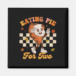 Retro Eating Pumpkin Pie For Two Thanksgiving Preg Magnet