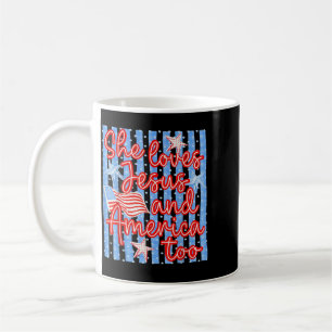 Retro Ed 4th Of July Loves Jesus And Aamerica Too Coffee Mug