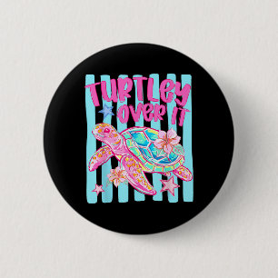Retro ed Turtley Over Funny Sea Turtle Summer 6 Cm Round Badge
