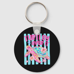 Retro ed Turtley Over Funny Sea Turtle Summer Key Ring