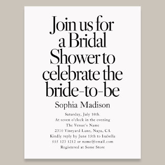 Retro Editorial Bold Bridal Shower Invitation Postcard