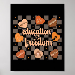 Retro Education Is Freedom African American Teache Poster