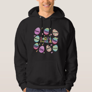 Retro Eggs Easter Happy Social Worker Matching Fam Hoodie