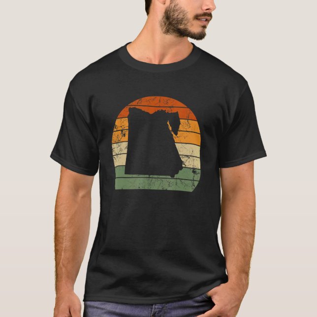 Retro Egypt Egyptian Map Sunset National Day T-Shirt (Front)