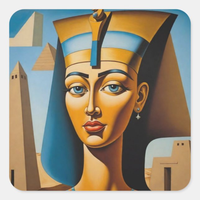 Retro Egyptian Queen Square Sticker (Front)