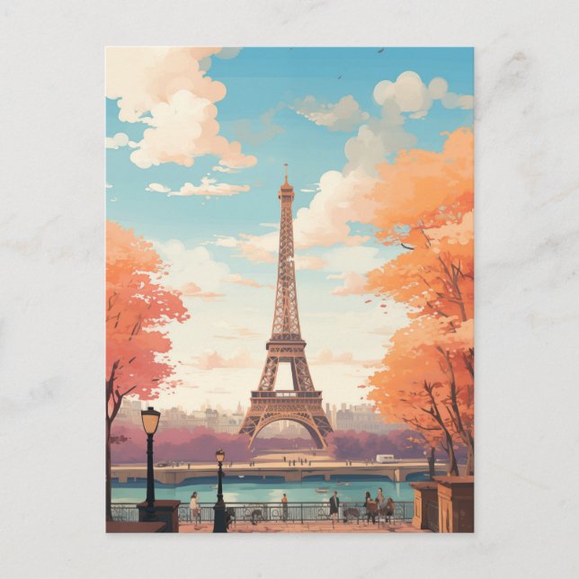 Retro Eiffel Tower, Paris, France Postcard (Front)