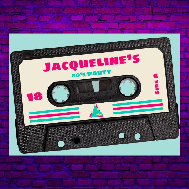Retro Eighties Music Mix Tape 18th Birthday Party Invitation (Creator Uploaded)