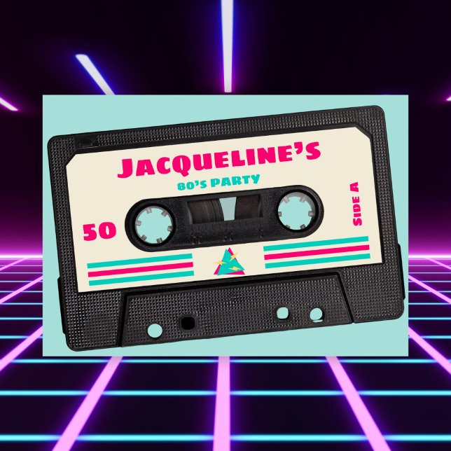 Retro Eighties Music Mix Tape 50th Birthday Party Invitation (Creator Uploaded)