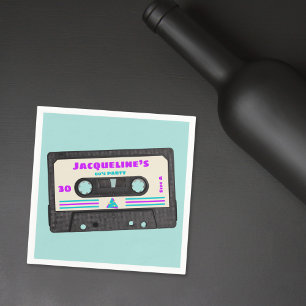 Retro Eighties Purple Mix Tape 30th Birthday Party Napkin