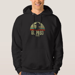 Retro El Paso Texas Cowboy Hat On Cowboy Boot Vint Hoodie