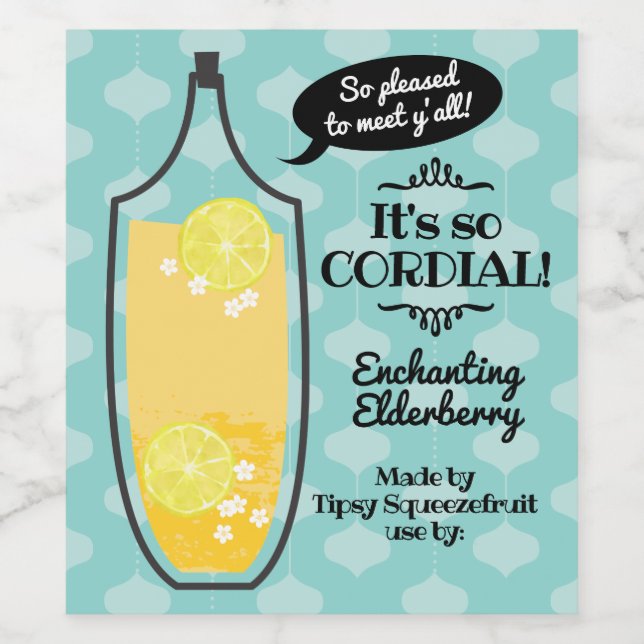 Retro elderberry cordial homemade wine vinegar label (Single Label)