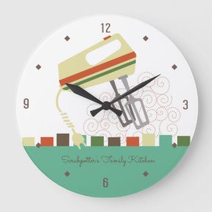 Retro electric beaters baking mixer kitchen clock